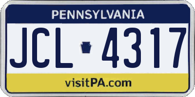 PA license plate JCL4317