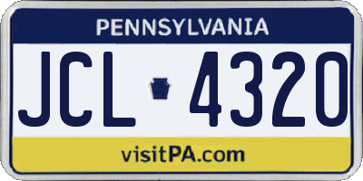 PA license plate JCL4320