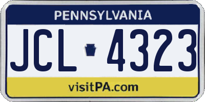 PA license plate JCL4323