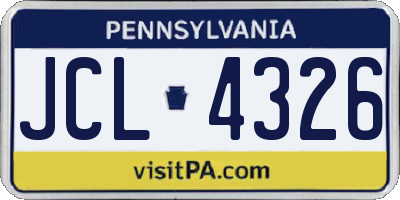PA license plate JCL4326