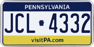 PA license plate JCL4332