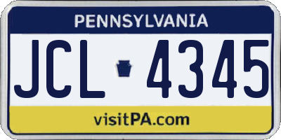 PA license plate JCL4345