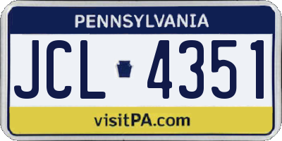 PA license plate JCL4351