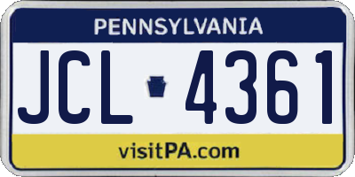 PA license plate JCL4361