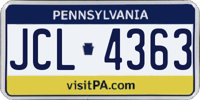 PA license plate JCL4363