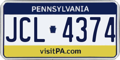 PA license plate JCL4374