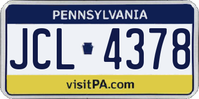 PA license plate JCL4378