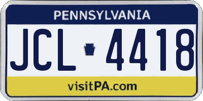 PA license plate JCL4418
