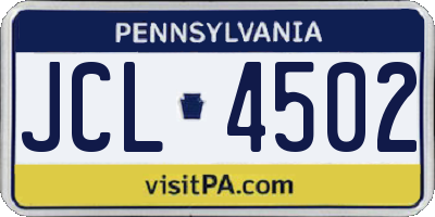 PA license plate JCL4502