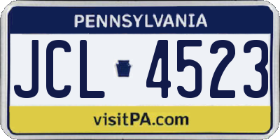 PA license plate JCL4523