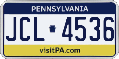 PA license plate JCL4536
