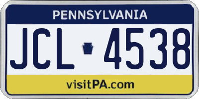 PA license plate JCL4538