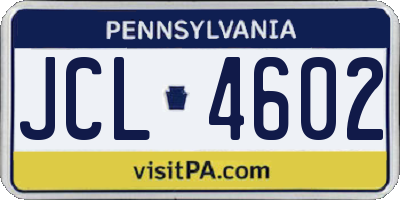 PA license plate JCL4602