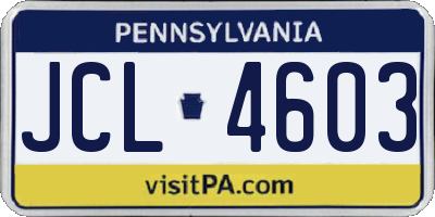 PA license plate JCL4603