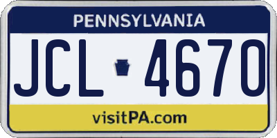 PA license plate JCL4670