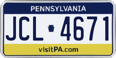PA license plate JCL4671
