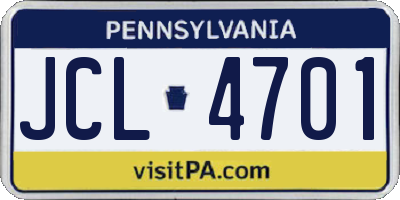 PA license plate JCL4701