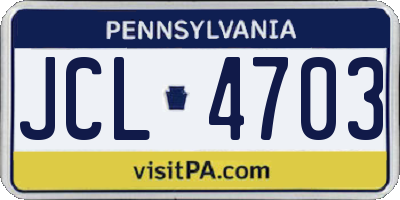 PA license plate JCL4703