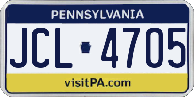 PA license plate JCL4705