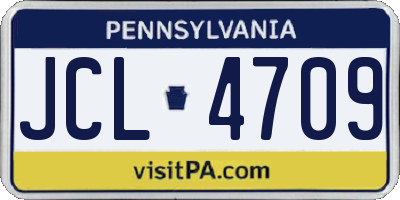 PA license plate JCL4709