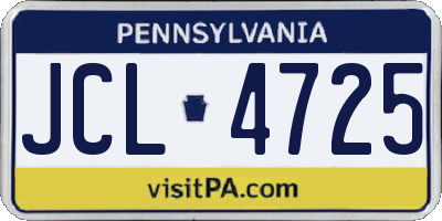 PA license plate JCL4725