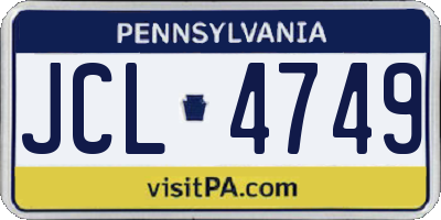 PA license plate JCL4749