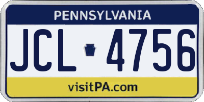 PA license plate JCL4756
