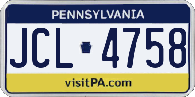 PA license plate JCL4758
