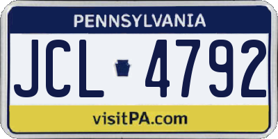 PA license plate JCL4792
