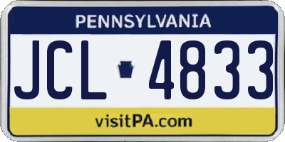 PA license plate JCL4833