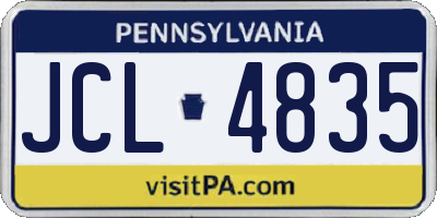 PA license plate JCL4835