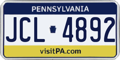 PA license plate JCL4892