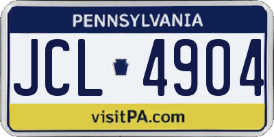 PA license plate JCL4904
