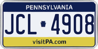 PA license plate JCL4908