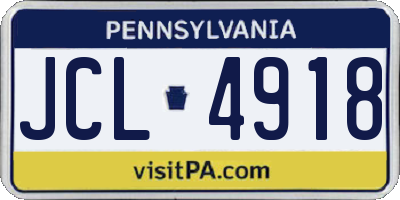 PA license plate JCL4918