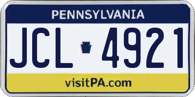 PA license plate JCL4921
