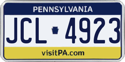 PA license plate JCL4923