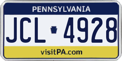 PA license plate JCL4928