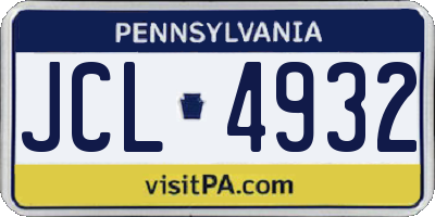 PA license plate JCL4932