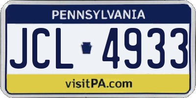 PA license plate JCL4933