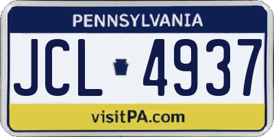 PA license plate JCL4937