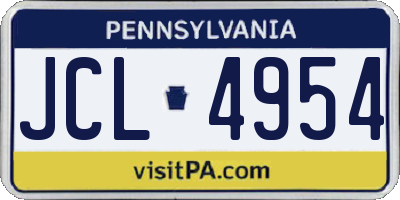 PA license plate JCL4954