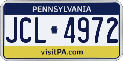 PA license plate JCL4972
