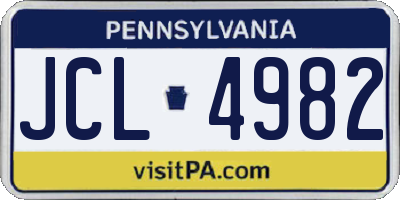 PA license plate JCL4982