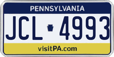 PA license plate JCL4993