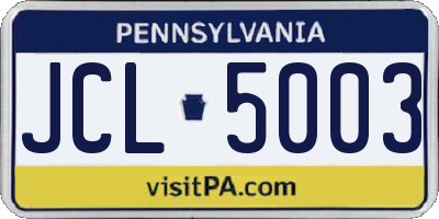 PA license plate JCL5003