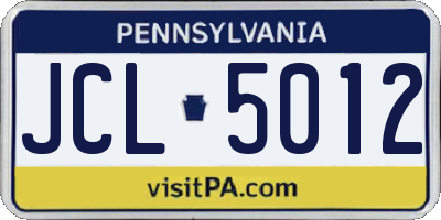 PA license plate JCL5012