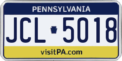 PA license plate JCL5018