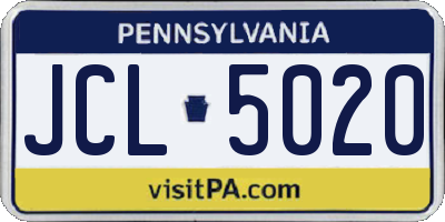 PA license plate JCL5020