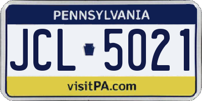 PA license plate JCL5021